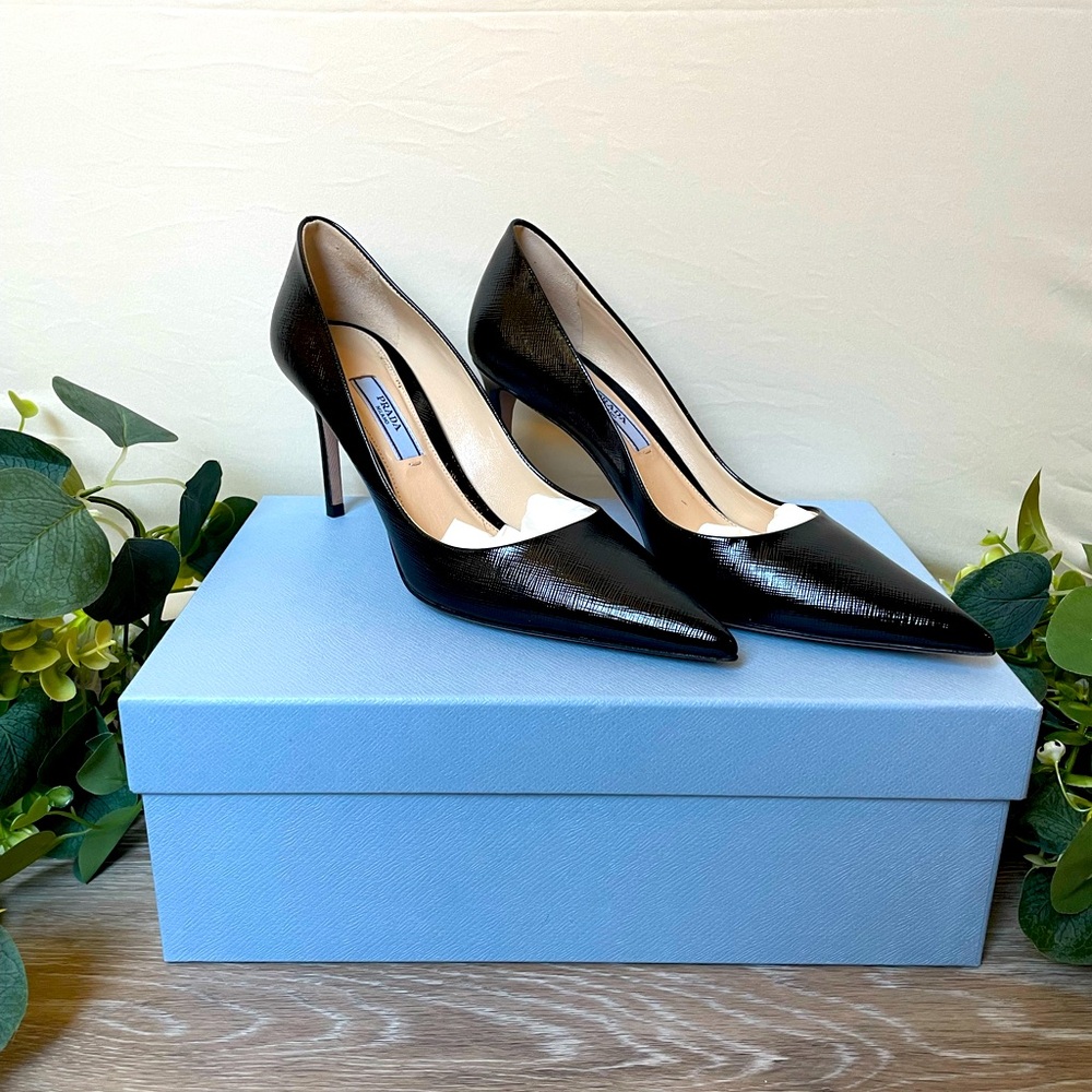 Prada 85mm Saffiano Pump Heels